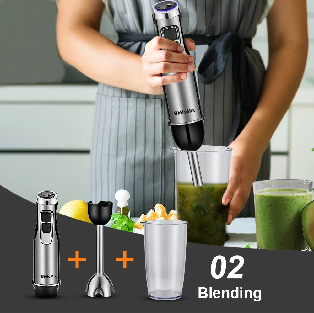 1200W 4-in-1 Immersion Hand Blender Set with Chopper and Smoothie Cup - view 4