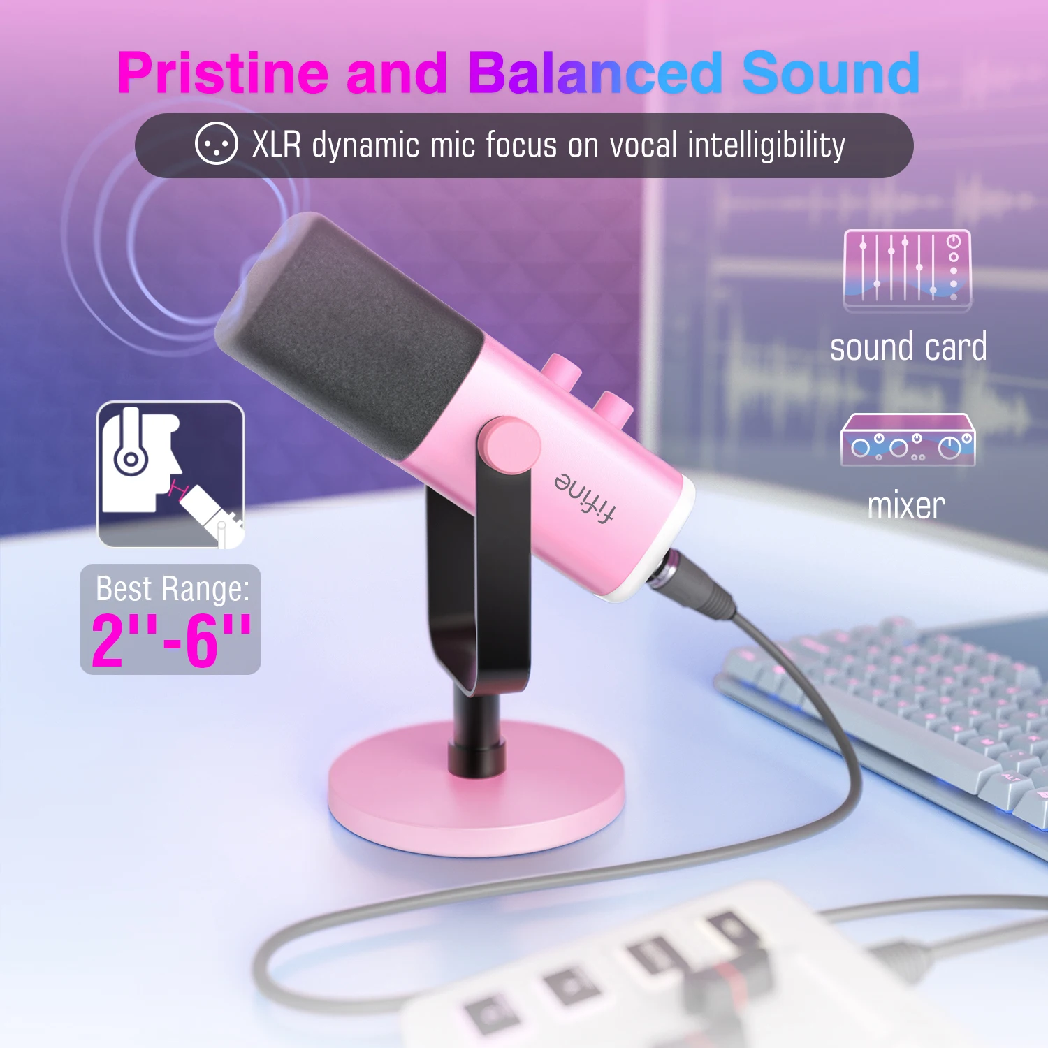 FIFINE AM8 USB/XLR Dynamic Microphone with RGB & Headphone Jack - view 2