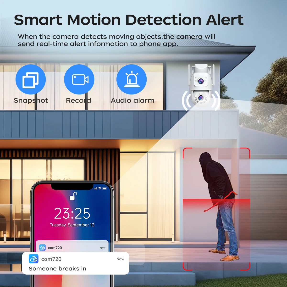 4K WiFi Outdoor PTZ Security Camera with 5X Zoom & AI Tracking - view 4
