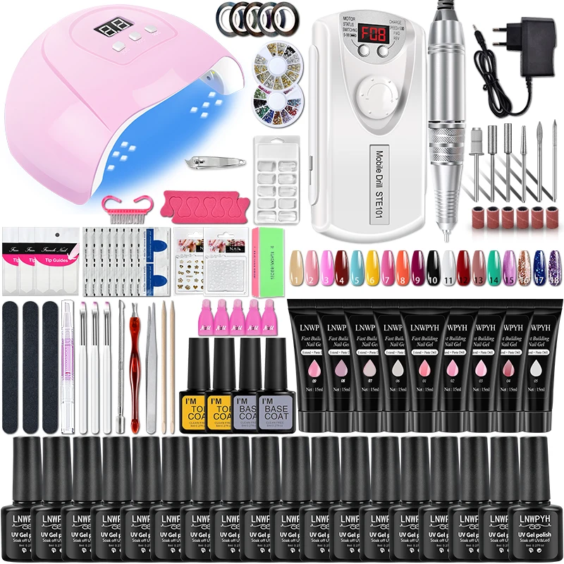 Professional Gel Nail Extension Kit with 54W LED Lamp
