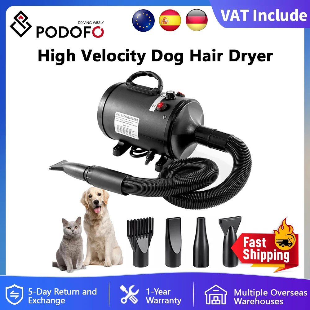 High-Velocity Pet Grooming Dryer - 2800W Professional Blower
