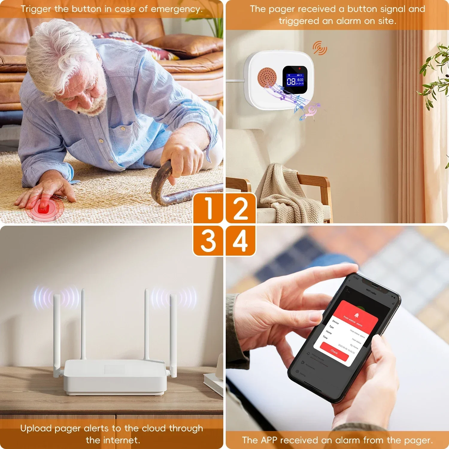 WiFi Emergency Call Button System for Seniors and Caregivers - view 2
